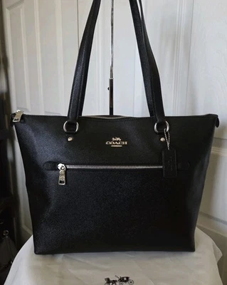 NUEVO Bolso de Hombro Coach Grande Gallery Cuero Granulado Negro/Plateado  Foto 1 de 4