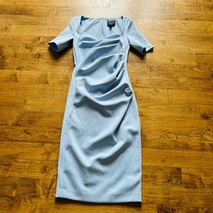Black Halo Eve Sweetheart Gathered Ruffle Gown Baby Blue Sz 0 $575 - Picture 1 of 9