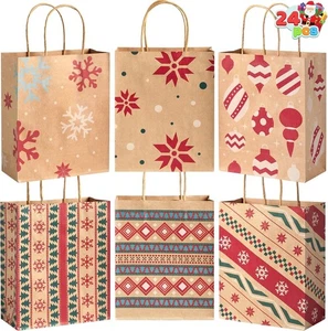 24 PIEZAS Bolsas de Regalo Kraft de Navidad para Envoltura de Regalos (9" x 7.3" x 3.3") - Imagen 1 de 9
