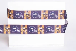MINNESOTA VIKINGS FOOTBALL 7/8" Grosgrain Ribbon 1, 3, 5, 10 Yard SHIP FROM USA - Picture 1 of 1