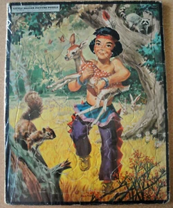 Rompecabezas de colección 1956 Red Ryder Little Beaver marco bandeja incrustación hecha en EE. UU. - Imagen 1 de 5