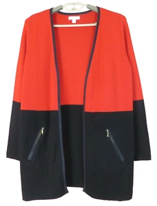 SC001241- CHARTER CLUB Women's Cotton Open Front Cardigan Zip Pocket Size S - Picture 1 of 9