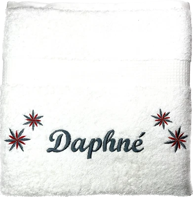 Handtuch bestickt mit Namen und 4 Blumen, Handtuch, Duschtuch, Saunatuch - Bild 1 von 4