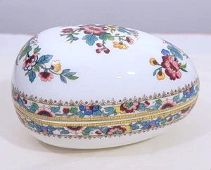 Caja de baratija Coalport England Ming Rose con forma de huevo 587 - Imagen 1 de 6