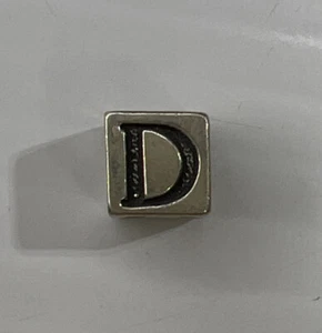 925 Sterling Silver Charm Slider Bead Alphabet Letter Monogram Cube D - Picture 1 of 6
