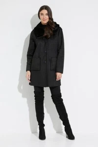 NWT Joseph Ribkoff Black Faux Suede and Faux Fur Reversible Jacket for Women - Picture 1 of 2