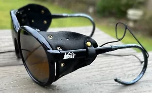 Vtg REI Glacier Aviator Black Sunglasses Climbing Mountaineering Skiing Japan - Picture 1 of 12