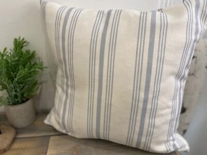 SALE Peony and Sage Decking stripe linen cushion cover 45cmx45cm WAs £35 - Picture 1 of 2