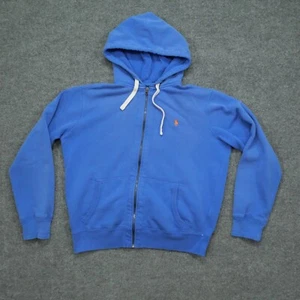 Vintage Ralph Lauren Hoodie Adult Large Blue Full Zip Small Pony Mens Polo 90s - Picture 1 of 11