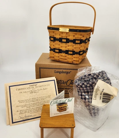Longaberger 1999 Collectors Club JW Miniature Two Pie Basket Set~4th in Series Cover