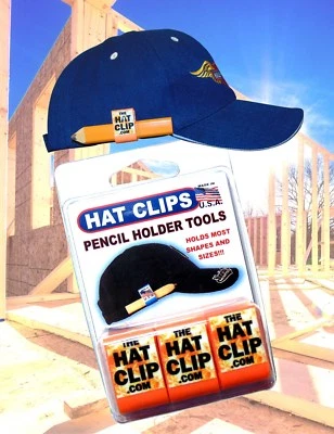 CLIPS PORTA LÁPICES para Sombrero Gorra Visera Carpintero Camionero Artesano PACK DE 3 NARANJA Foto 1 de 3