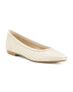 NEW \STEFANO GAMBA Made In Italy Woven Pointy Toe Leather Flats size 8 - Picture 1 of 2