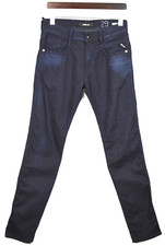 REPLAY Anbass M914 Jean Men's W29/L32 Very Stretchy Thin Faded Dark Blue Zip
