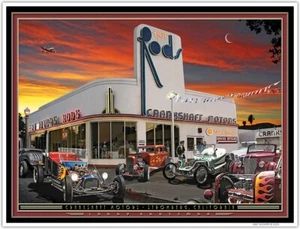 HOT ROD ART PRINT "CRANKSHAFT MOTORS" by Larry Grossman - Picture 1 of 3