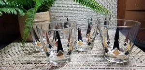 Golden Peaks Atomic Arrow (6) MCM Anchor Hocking Glasses Barware - Imagen 1 de 5