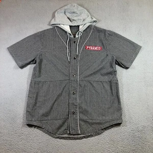 black pyramid baseball jersey mens XL pin stripes black white y2k chris brown - Picture 1 of 14