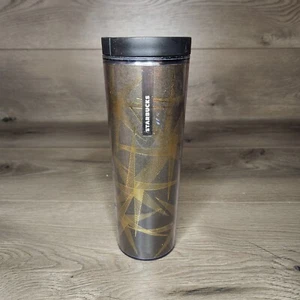 Starbucks Coffee 16 oz Holiday 2013 Tumbler Brown Gold Star Burst mit Deckel - Bild 1 von 4
