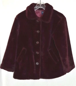Chaqueta gruesa para niños GAP borgoña imitación piel Mouton botón felpa talla L - Imagen 1 de 7