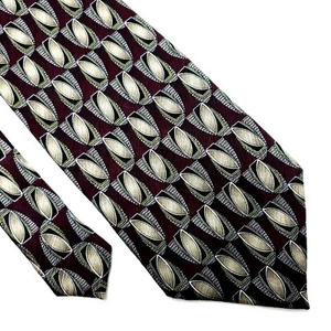 Louis Roth Silk Tie Brown Print Wide Geometric - Picture 1 of 6