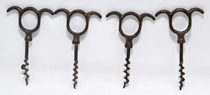 Antique Iron Cork Screw Original Old Hand Crafted Engraved Lot of 4 - Picture 1 of 7