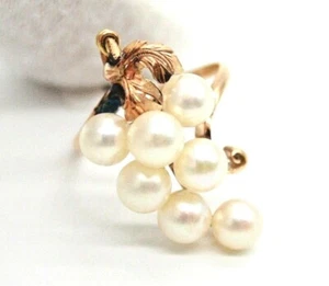 14K Yellow Gold Vintage South Sea Pearls Grape Cluster Cocktail Ring.Size 6.5 - Picture 1 of 9