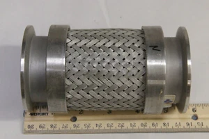 5" Stainless Steel KF50 Flange Metal Hose Braided Straight Bellows Vacuum USED - Picture 1 of 4