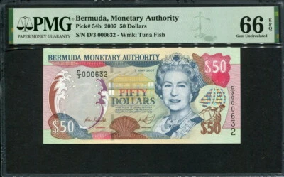 Bermuda 2007, 50 Dollars, P54b, PMG 66 EPQ GEM UNC - Image 1 of 2