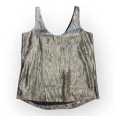 J. Top Crew Cate Dorado Jacquard Metálico Seda Estampado Paisley Talla 2 Foto 1 de 4
