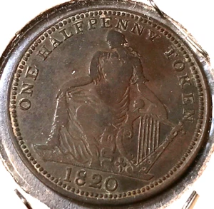 NS-24A Halfpenny 1820 token Canada Nova Scotia ship harp Breton 894 - Picture 1 of 2