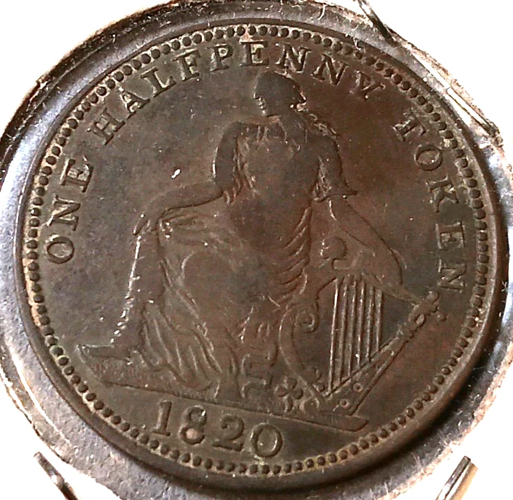 NS-24A Halfpenny 1820 token Canada Nova Scotia ship harp Breton 894 - Image 1 of 2