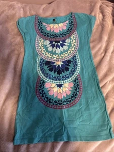 Tea Collection Girls Size 7 Blue Dress Mosaic Aztec Pattern - Picture 1 of 3