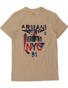 ARMANI EXCHANGE Boys Graphic T-Shirt Top 15-16 Years XL Beige Cotton BQ01 - Picture 1 of 3