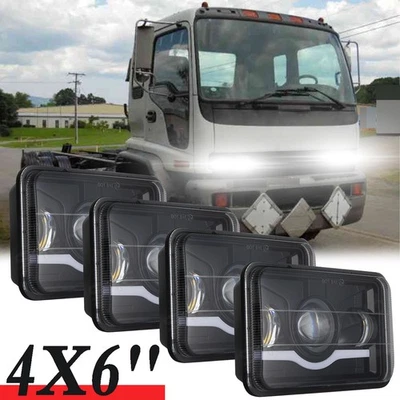 4 faros LED negros de 4x6"" haz sellado alto/bajo para GMC T6500 T7500 1997-2009 Foto 1 de 4