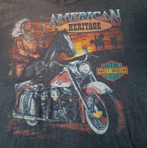 Vintage Harley Davidson Native American Heritage T-Shirt Single Stitch Brooklyn NY - Bild 1 von 8