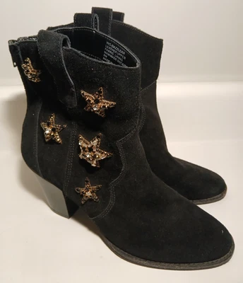 ANNA SUI x INC кожи замши черный ботинок стразы звезды ковбой размер 8 М - Изображение 1 из 4