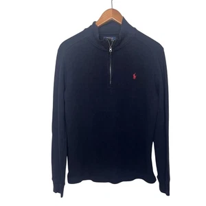 Polo Ralph Lauren Niños XL Jóvenes Azul Tejido Poni 1/4 Cremallera Pullover Suéter Preppy - Imagen 1 de 6