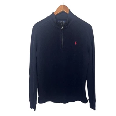 Polo Ralph Lauren Boys XL Youth Blue Knit Pony 1/4 Zip Pullover Sweater Preppy - Image 1 of 4