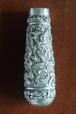 Ancien pommeau de canne en argent - Photo 1/4