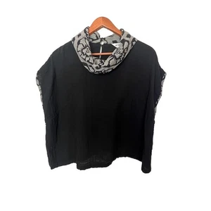 Top cuadrado cuello capucha algodón Kinu negro talla mediana informal Langenlook ligero - Imagen 1 de 6
