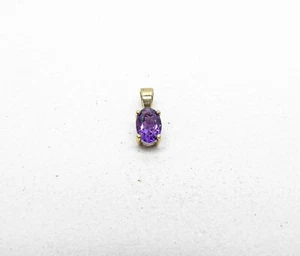 9ct Yellow Gold Amethyst Pendant Small with gift box - Picture 1 of 6