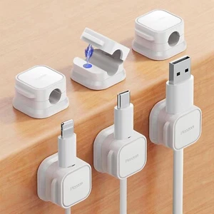 6 Pack Magnetic Cable Clip Organizer Cord Holder Adhesive Cable Management - Picture 1 of 7