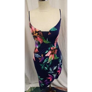 Windsor Dress No Size XS? Tropical Dress Padded Asymmetrical Mini Dress Blue (a) - Picture 1 of 11