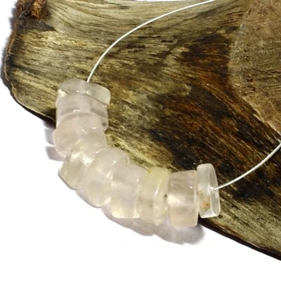 Rose Quartz Smooth Rondelle Bead Briolette Natural Loose Gemstone Making Jewelry - Image 1 of 3