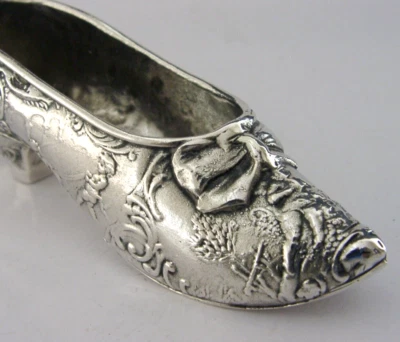 LARGE 74g SWEDISH SILVER SHOE DISH PIN CUSHION 1950 SEWING NEEDLEWORK ANTIQUE - Image 1 of 4