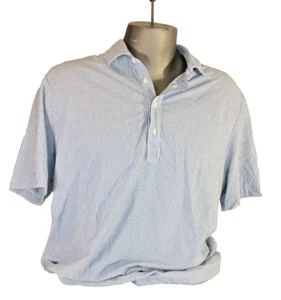 Polo Golf Ralph Lauren Golf Polo Shirt Stretch Lisle White Blue Striped LAR EUC - Picture 1 of 3