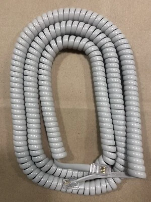 25' FT Phone Curly Coil Cord Grey Gray Samsung Vodavi Trans-Tel Teleco Siemens - Image 1 of 2