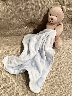 Cobertor de segurança Carter's Child of Mine Bear Lovey azul minky chocalho - Imagem 1 de 4