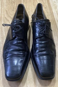 Mezlan Shoes UK 9.5 US 10.5 Platinum Dinan Black Exotic Eel Skin Oxford Dress - Picture 1 of 17