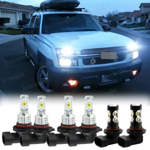 For Chevy Avalanche 1500 2500 2002-2005 LED Headlight Hi/Low + Fog Light Bulbs 6 - Picture 1 of 12