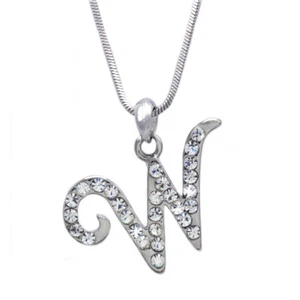 Small English Alphabet Cursive Initial Letter W Pendant Necklace Girl Jewelry - Picture 1 of 2